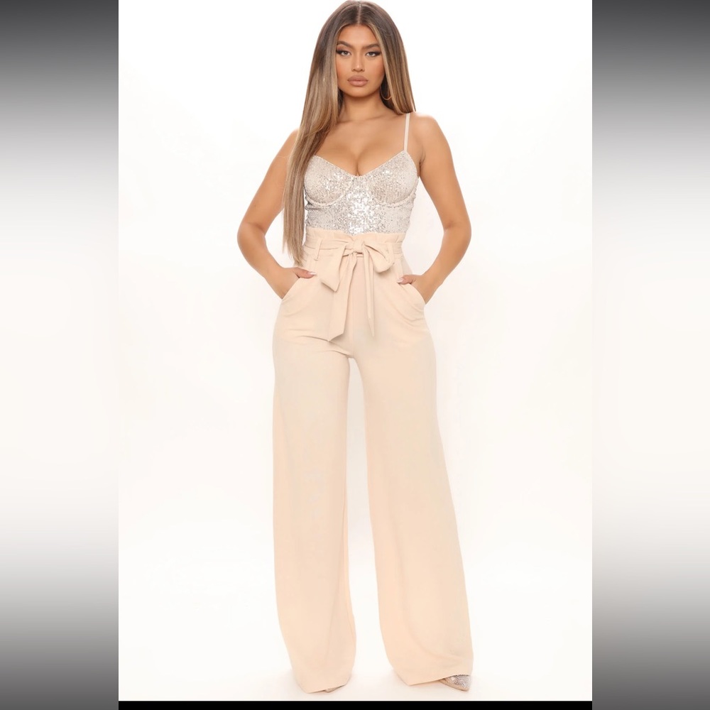 💕FREE SHIPPING💕 NEW WITH TAGS - Sequin Tan Jumpsuit